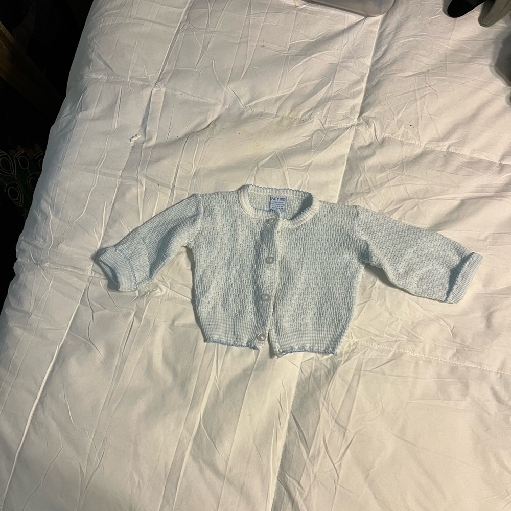 6 month Blue and White Paty Sweater/Cardigan!